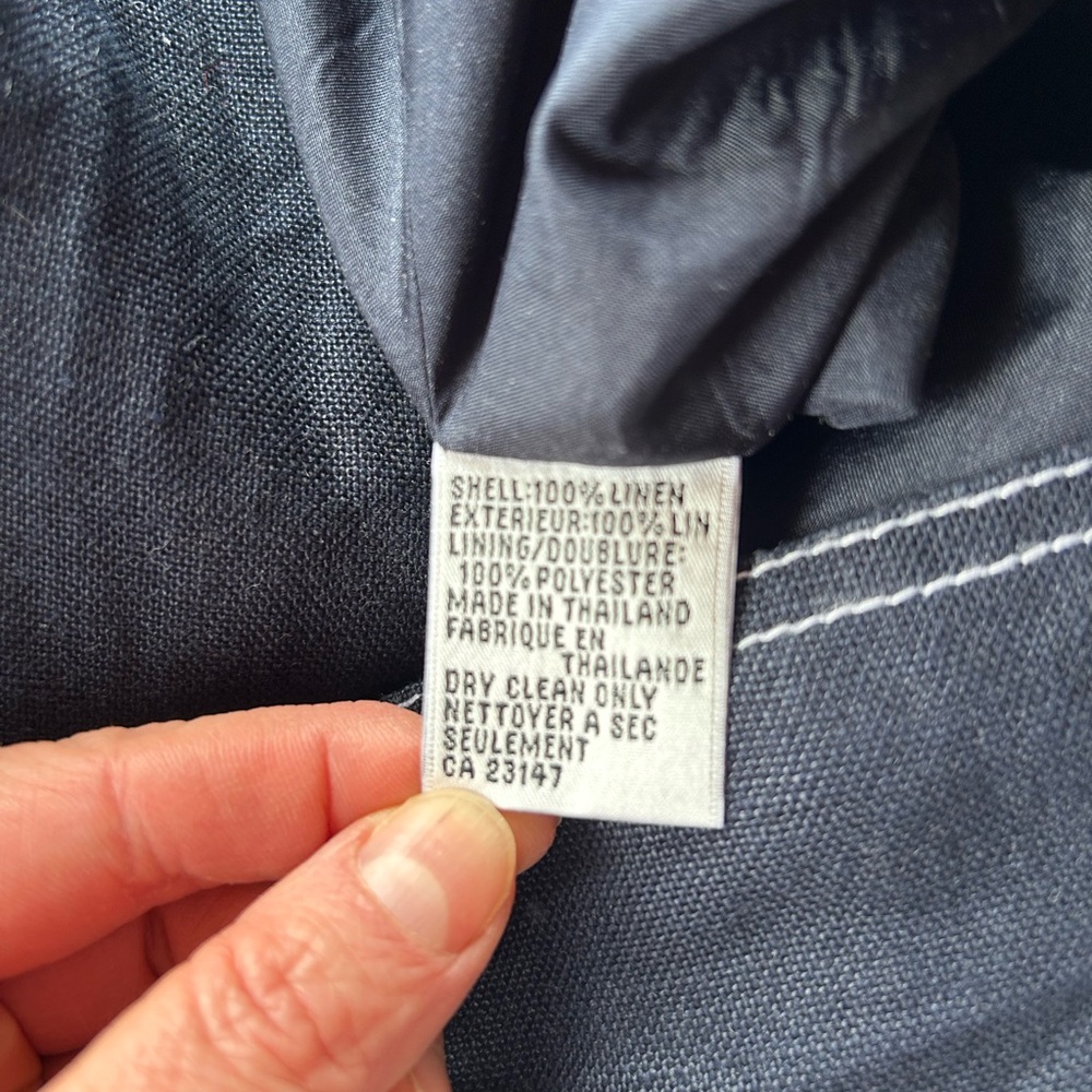 Talbots Petites Irish Linen Blazer - Navy Blue, Size 14 Office, Preppy - Picture 8 of 9